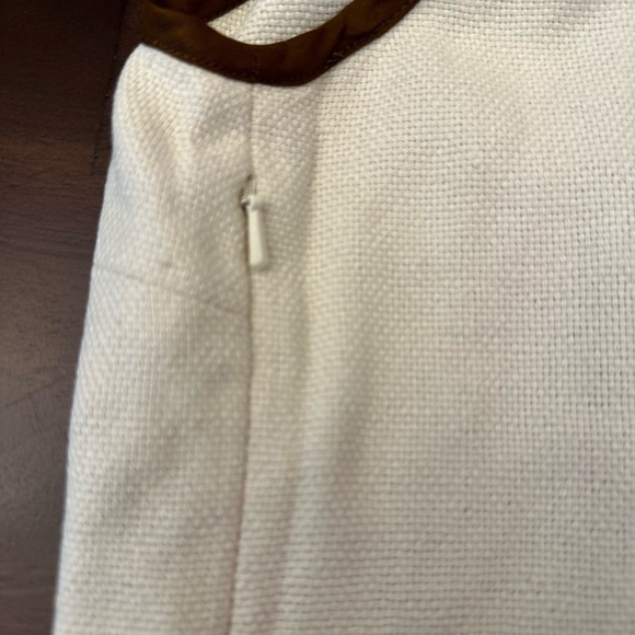 Tory Burch Linen Sleeveless Top Natural Linen Pin-Tuck Silk Brown Black (T1) - Picture 6 of 8